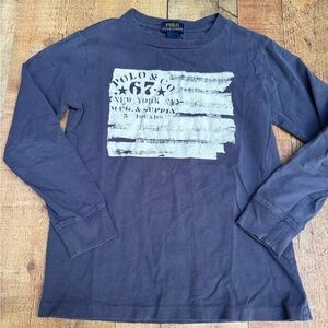 Boys Polo Long Sleeve Graphic Tee in Blue